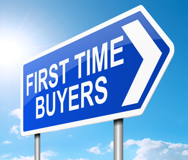 Illustration depicting a sign with a first time buyers concept.